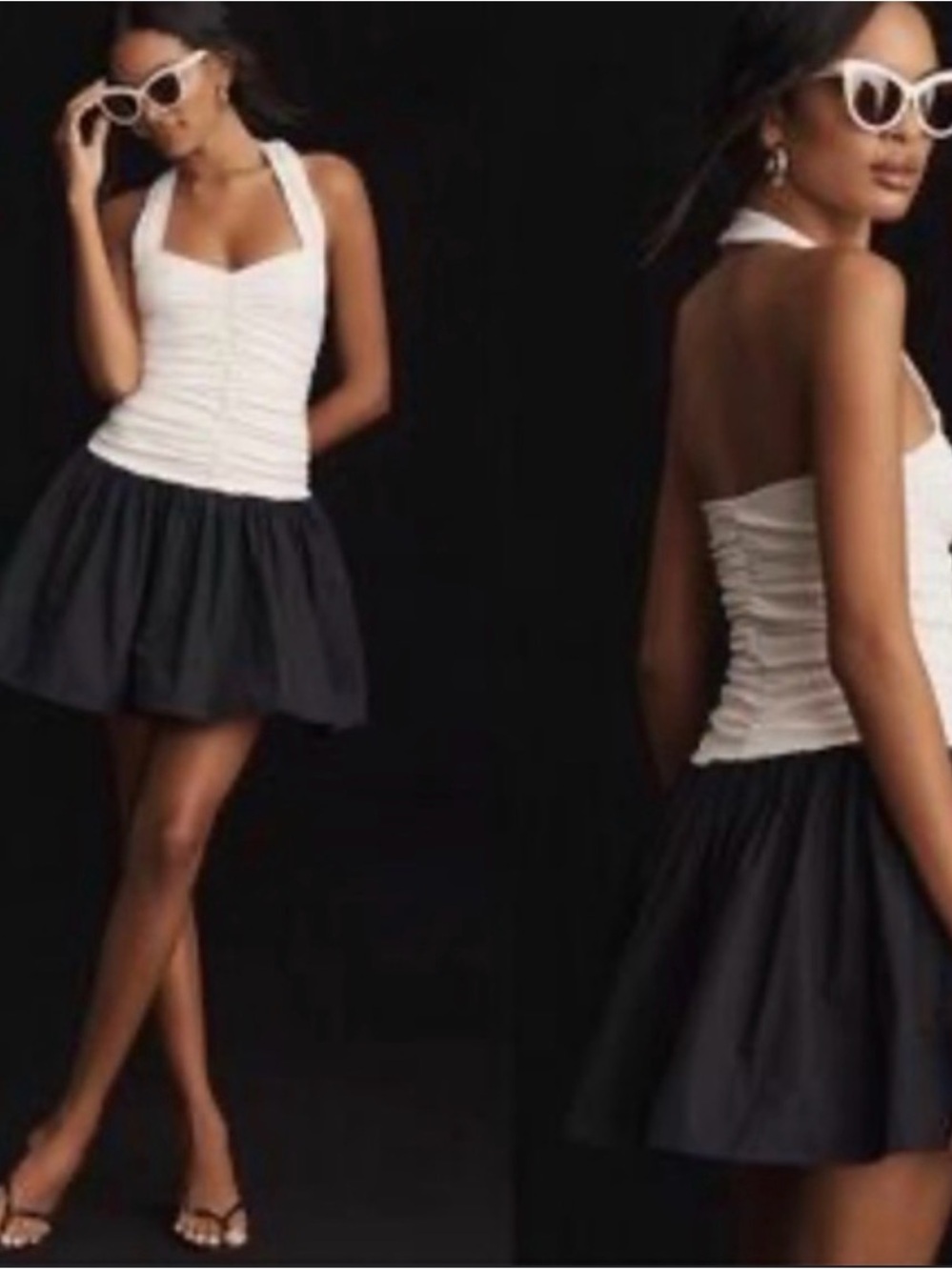 Maeve cream and black Halter dress